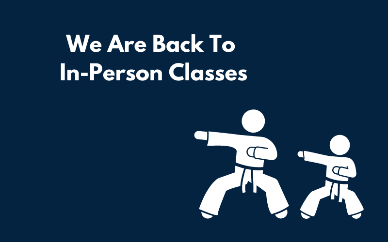 A Canva graphic showing we are back to in-person classes